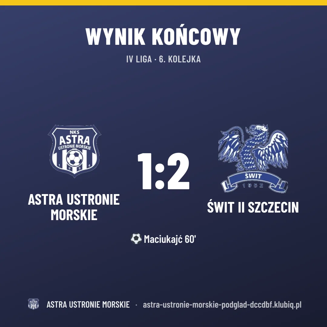 Astra Ustronie Morskie 1:2 Świt II Szczecin