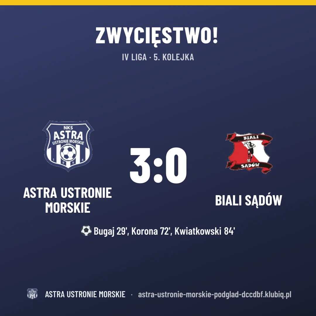 Astra Ustronie Morskie 3:0 Biali Sądów